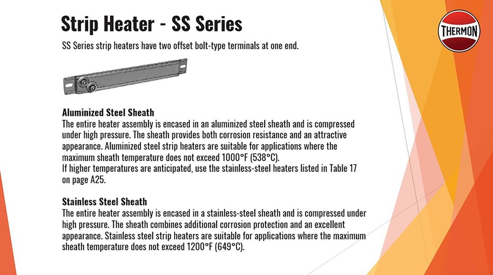 Caloritech™ SS Strip Heater, Component Heater, 240V, 1000 Watts, 30.25" L, 1200F