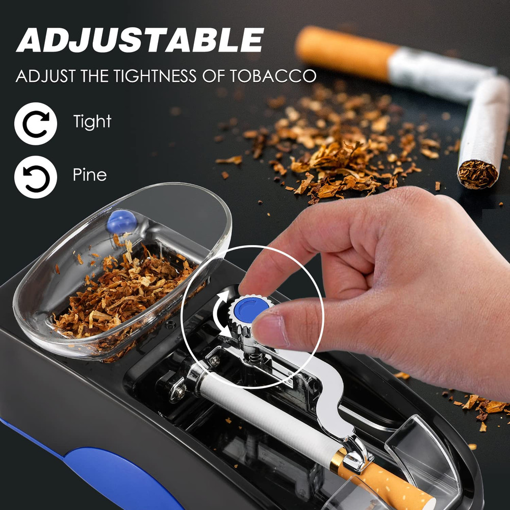 Cigarette Rolling Machine, Automatic Roller, Electric Mini Tobacco Injector(Blue