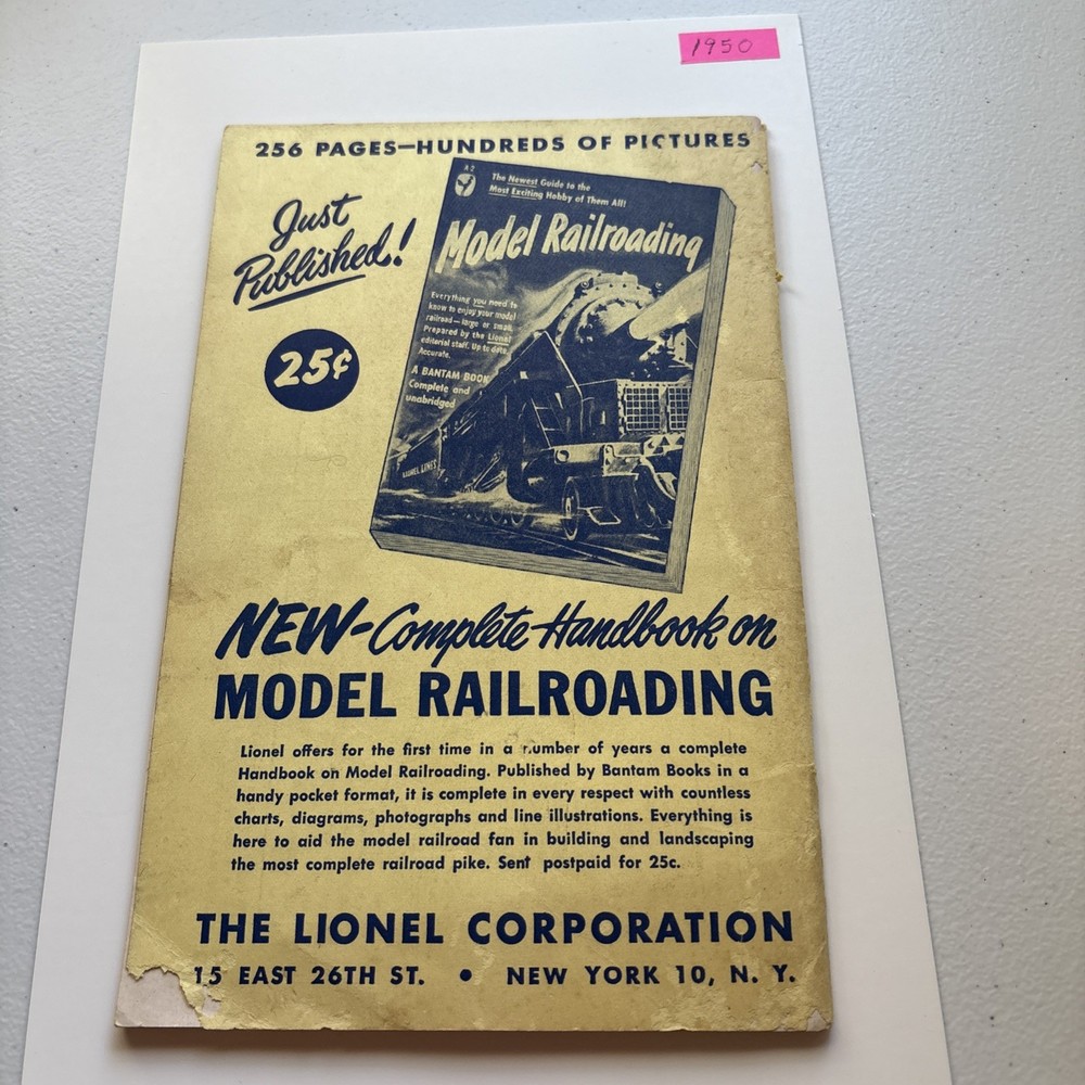 1950 Instructions For Assembling And Operating Lionel Trains