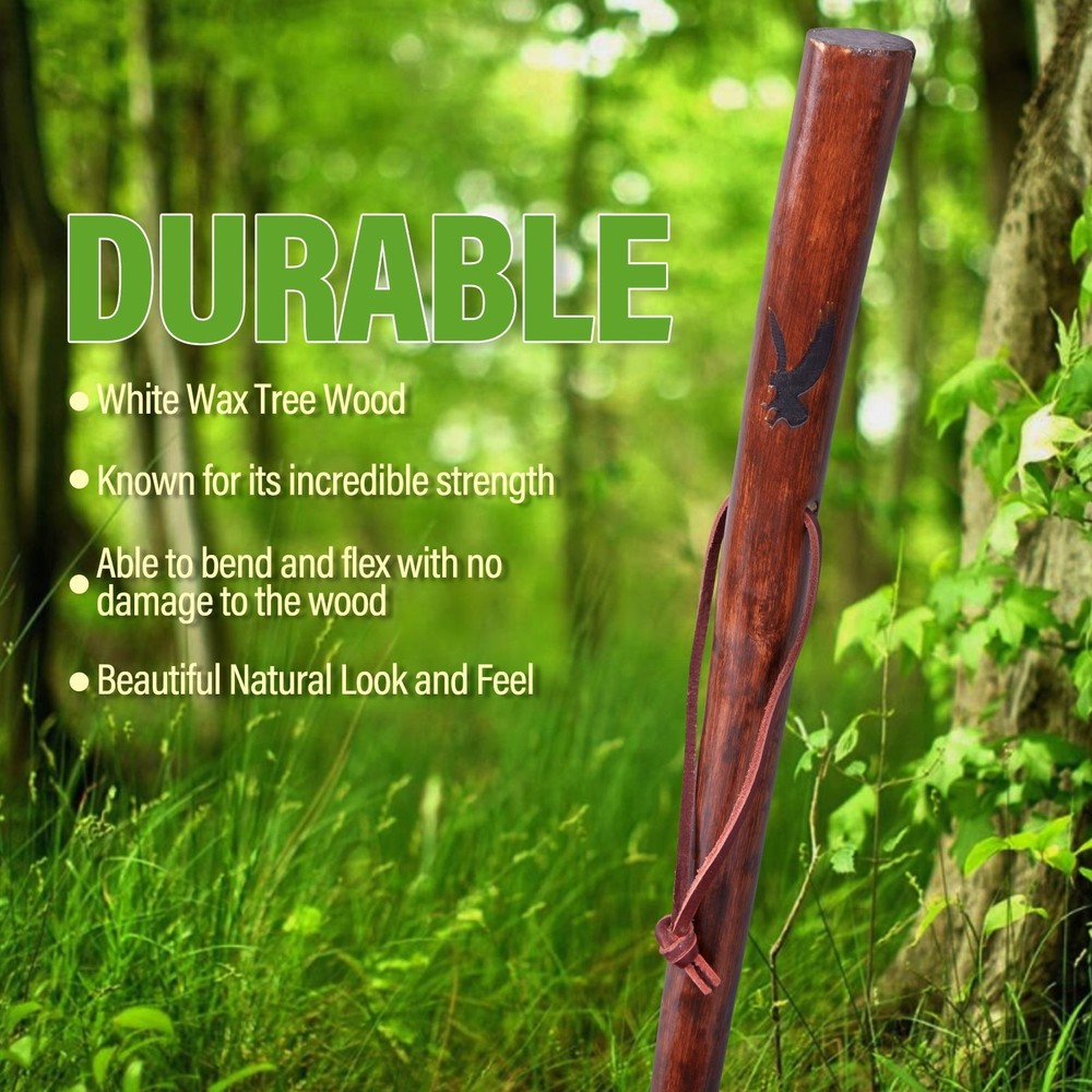 55 in Rustic Wood Walking Stick, Traditional Style Handle,