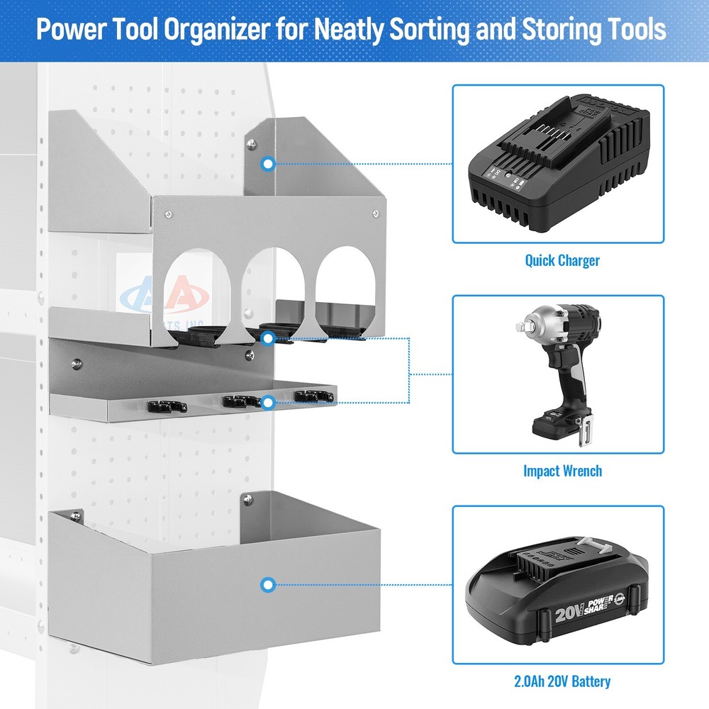 P-SH-Power Tool Organizer Wall Mount Designed for 13''D Van Shelving Storage