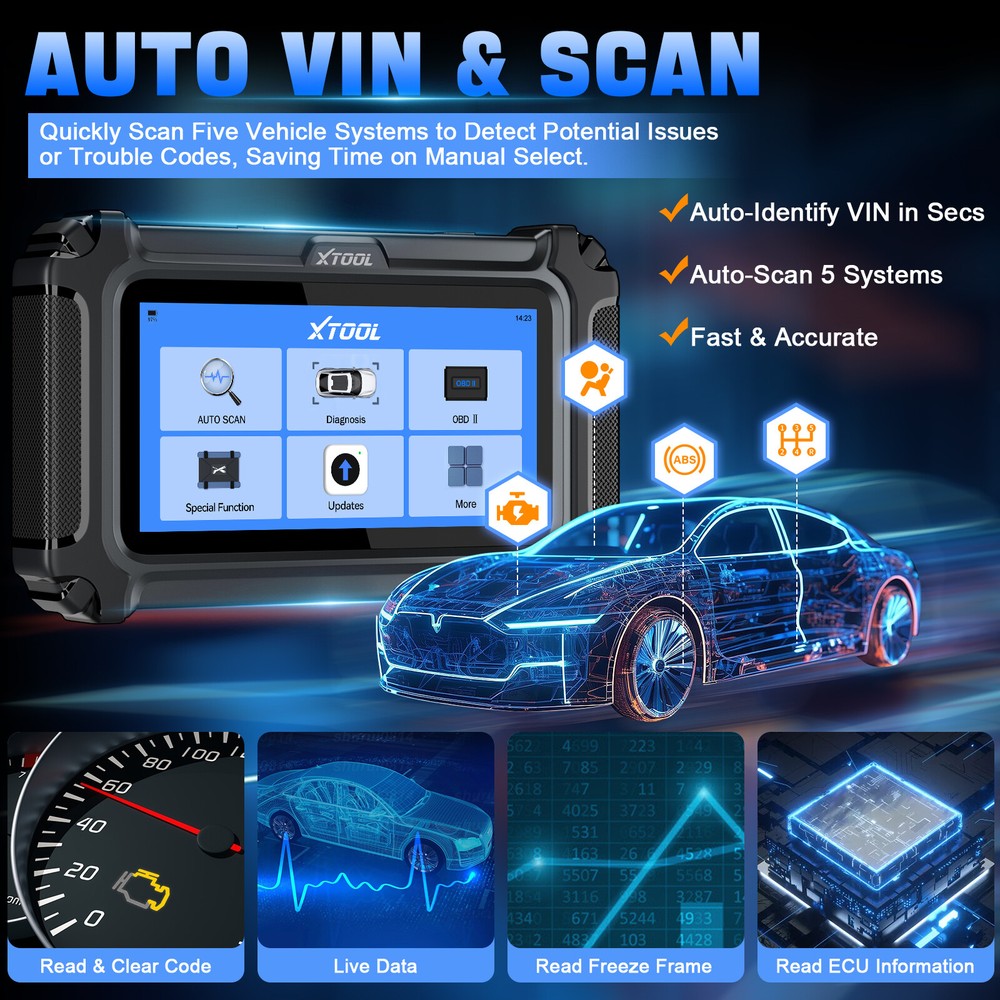 2025 XTOOL D5 Code Reader For Engine ABS SRS Transmission F.CA CANFD Free Update