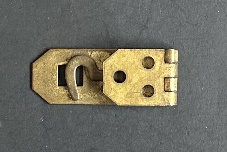 #1979–Antique Vintage Solid Brass Hasp Latch With Attached Hook 2 3/4” Long