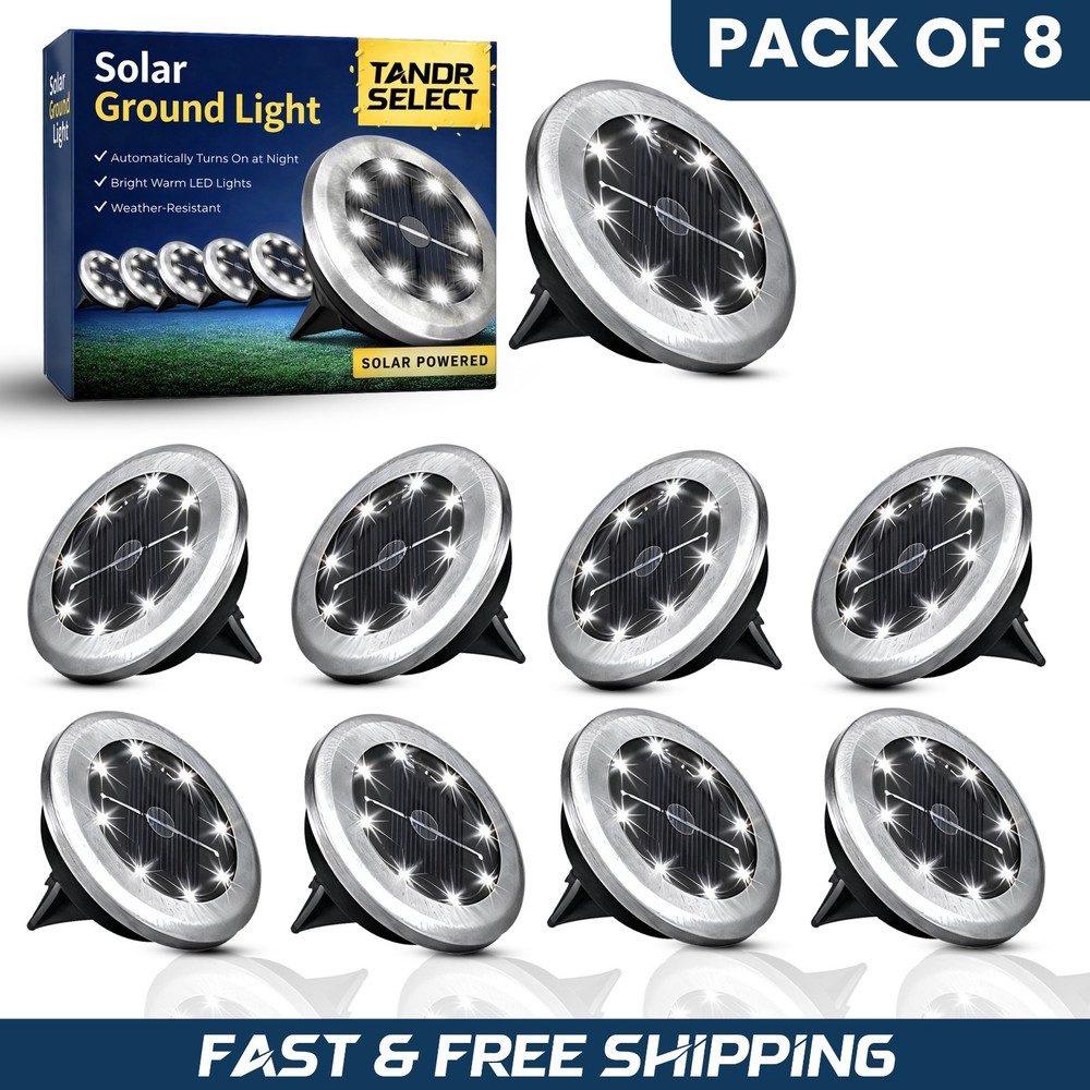8-12Solar led Ground Light Outdoor Buried Disk Lighting Landscape Pathway Light