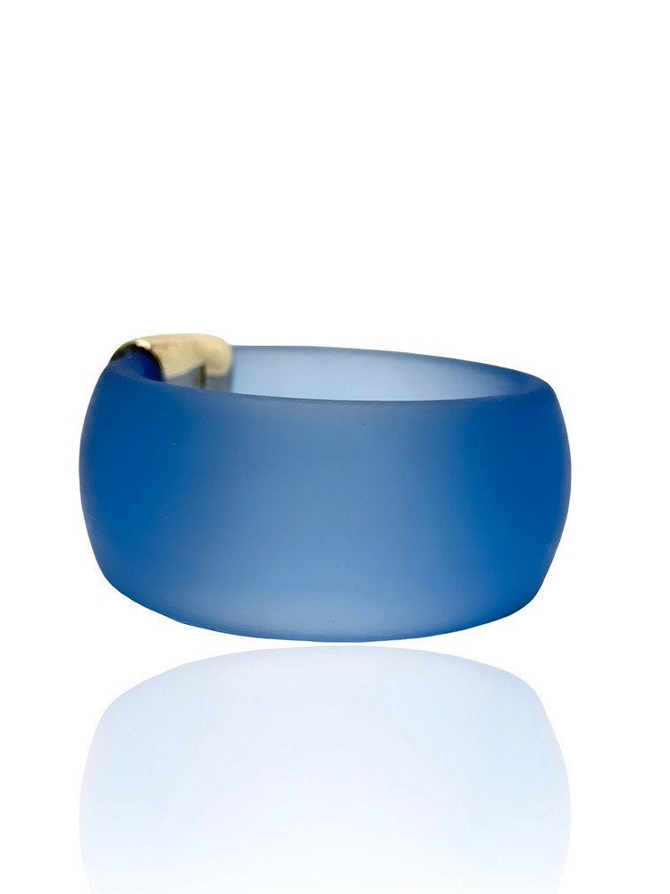 925 Silver Ring With Stretch Band Blue Str Etchy ° Large 57 0.1oz3