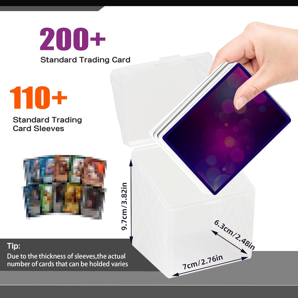 9 Pack Card Deck Boxes for 200+ Standard Size Card Storage Box, Clear Commander