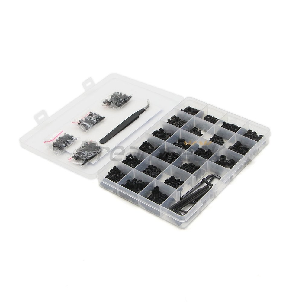 1145Pcs Set Screw Assortment Kit Head Socket Hex Drive Cup Point Grub Screws Set