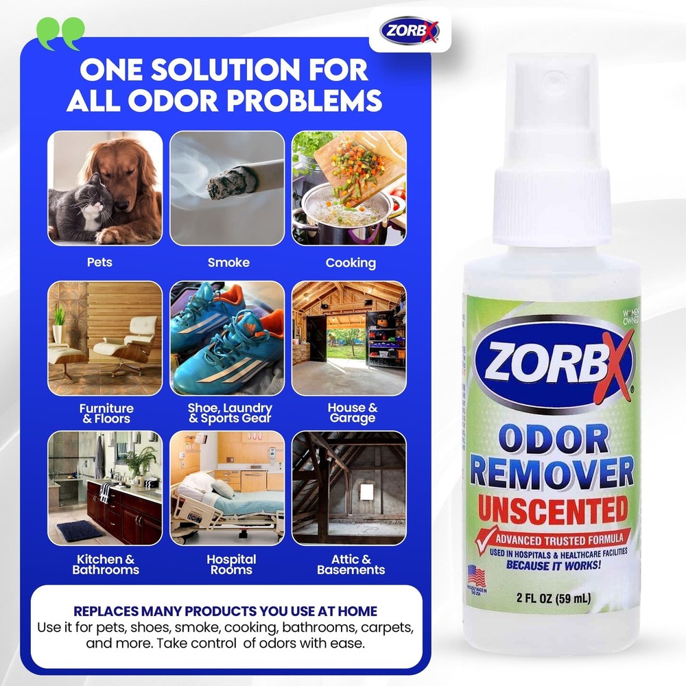 Unscented Odor Eliminator Spray for Strong Odors - 2 Fl Oz, 1 Pack