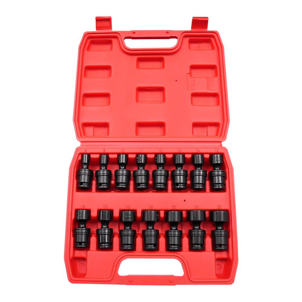 Universal Joint Socket Set, 15-Piece 3/8" Socket Set, Swivel Socket Set