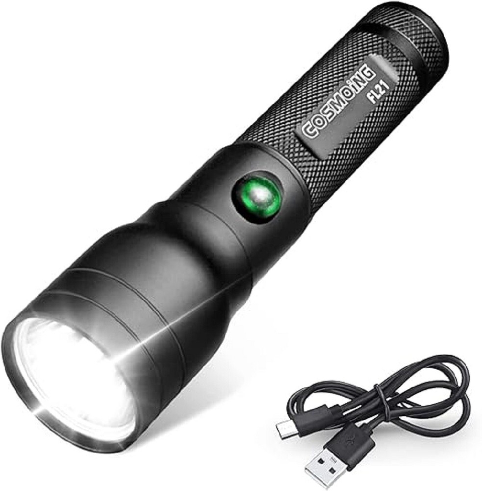 600 Lumen LED Flashlight USB C Rechargeable, IP65 Waterproof Handheld Flashlight
