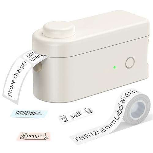 Portable Rechargeable Label Maker - Mini Bluetooth Labeler for Home Office, Wate