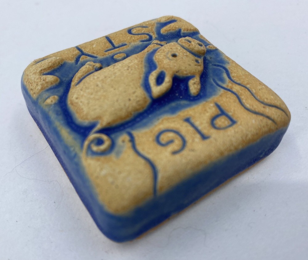 Pig Sty 2x2" Stoneware Art Tile By Gretchen Kramp