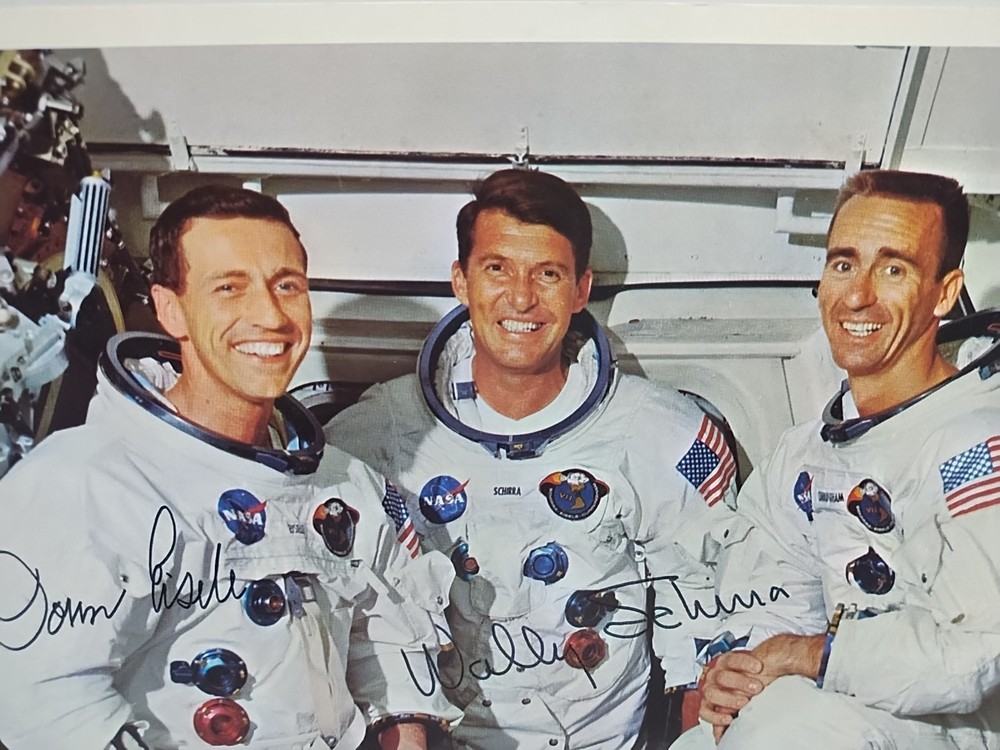 NASA APOLLO CREW LITHOGRAPH SIGNED By Eisele Schirra Cunningham Autographed