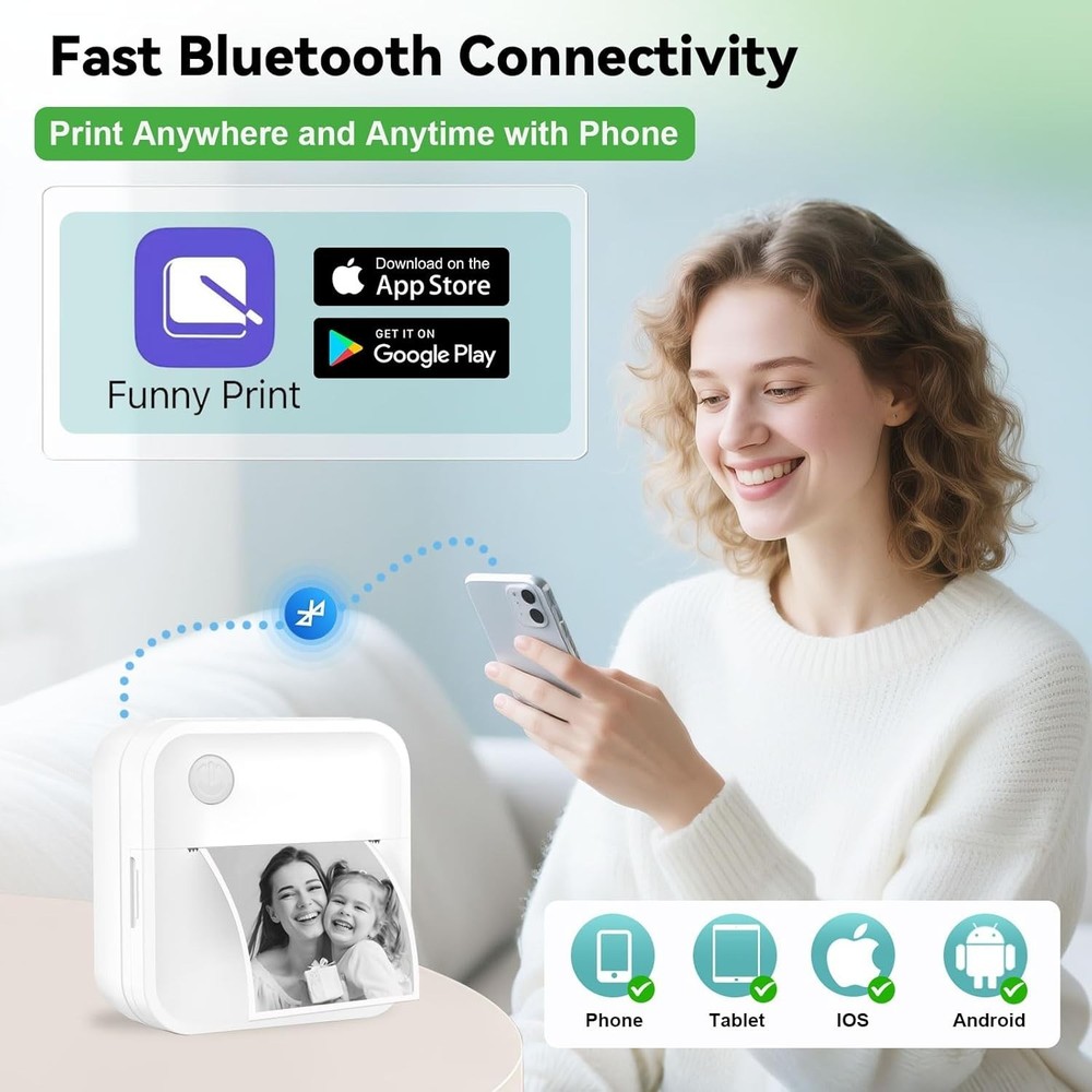 Label Maker Machine with Tape - Mini Sticker Printer Bluetooth Label Printer for