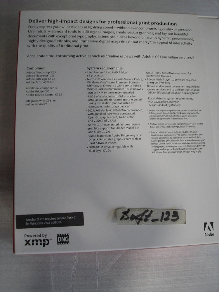 Adobe Creative Suite 5.5 CS5.5 Design Standard For Windows PC Full Version Box