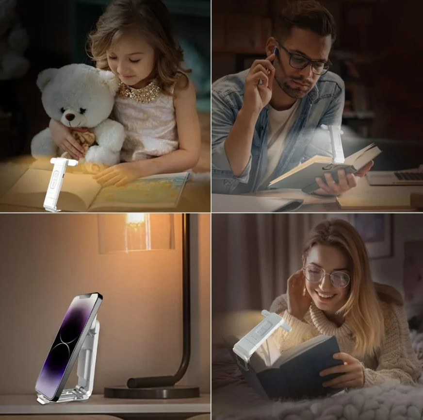 1pc USB Rechargeable Clip Book Light 10LED Adjustable Reading Lamp - NEW