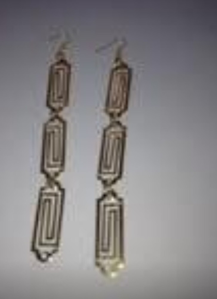 Gold Toned 3 Tier Pierced Earrings Dangle