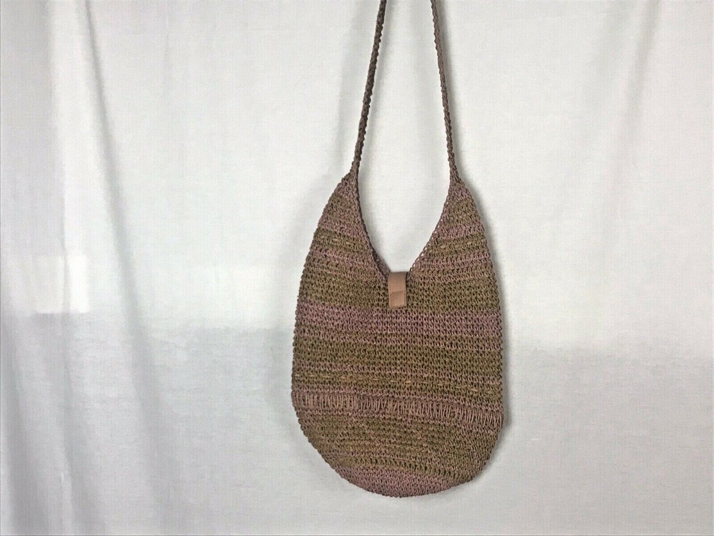 Hobo bag woven pink and brown