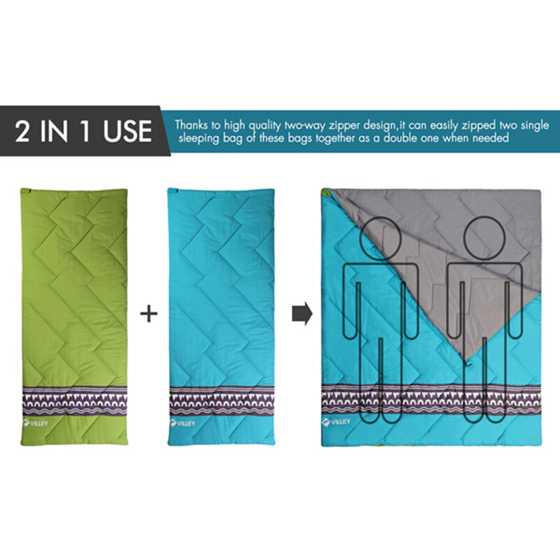 VILLEY Camping Sleeping Bag Lightweight Backpacking Sleep Bag w/Compression Sack