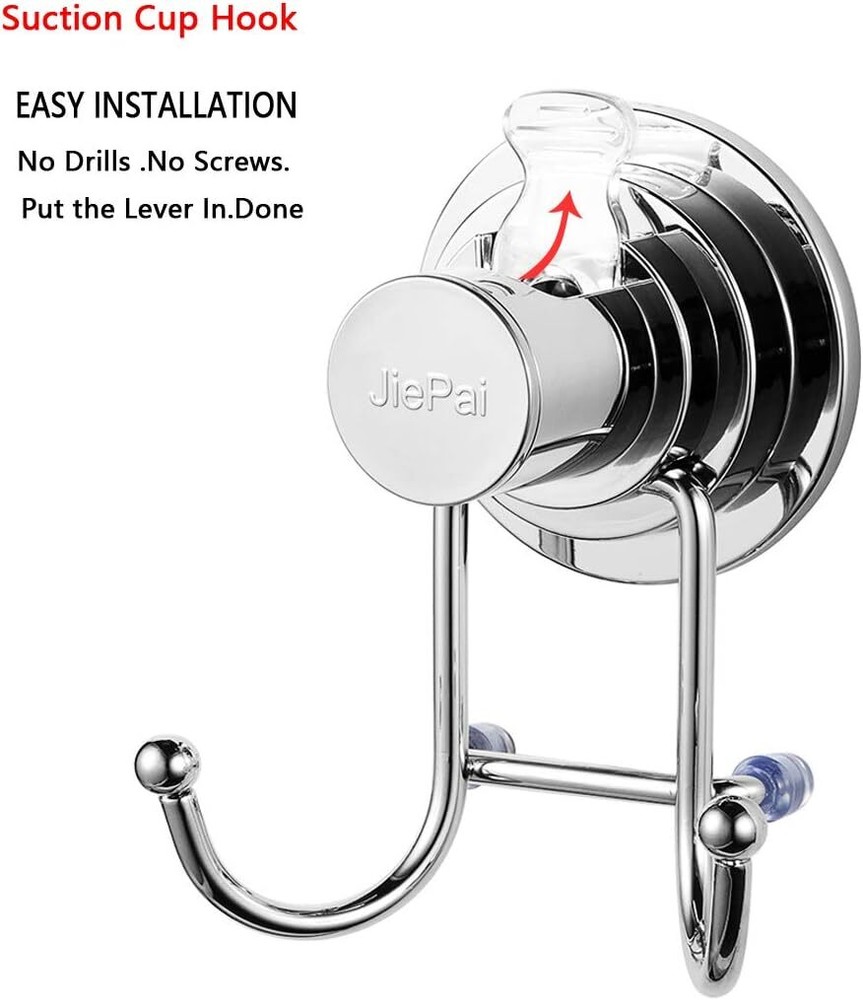 JiePai Suction Cup Towel Hooks,Shower Hook(1 Pack)-Chrome