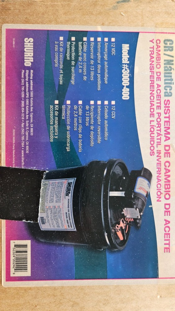 Shurflow RV/Marine oil change system used