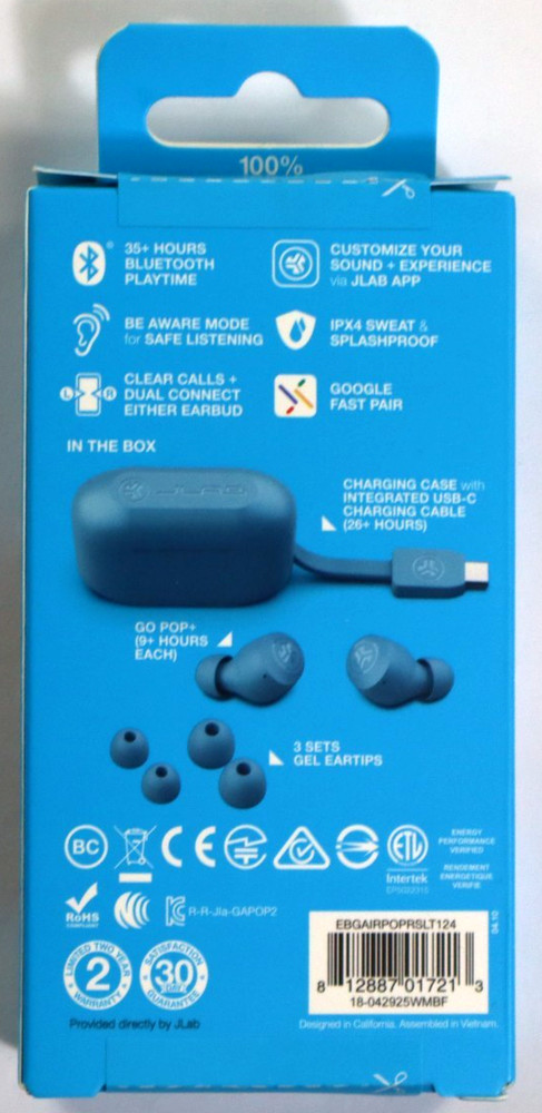 JLab Go POP True Wireless Earbuds - Blue