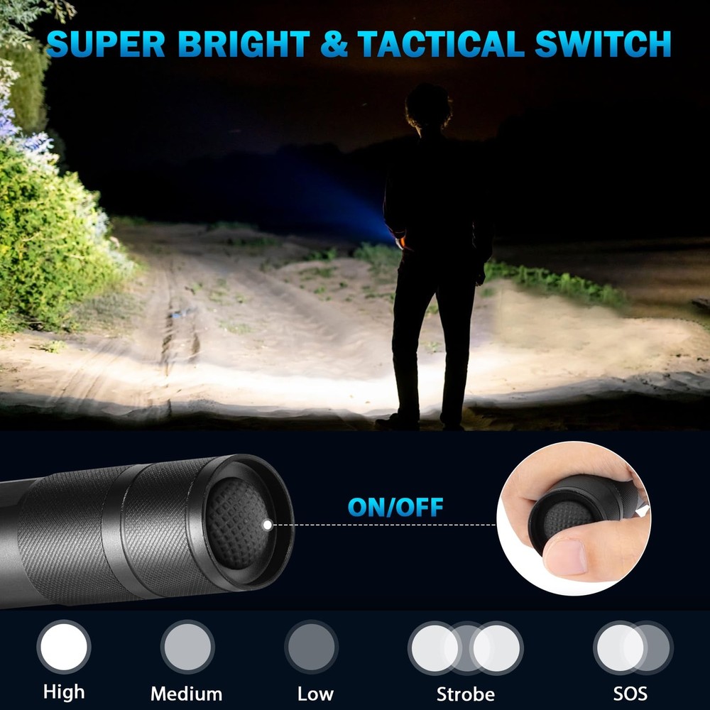 6Pack LED Flashlights High Lumens, 5Mode Tactical Flashlight for Home, Small ...