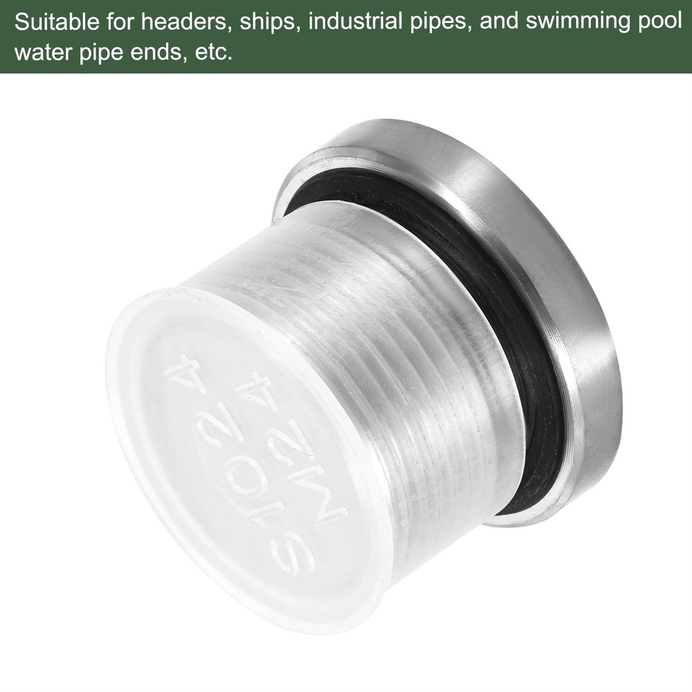 M24 x 1.5 Stainless Steel Internal Hex Head Socket Pipe Fitting (Silver)