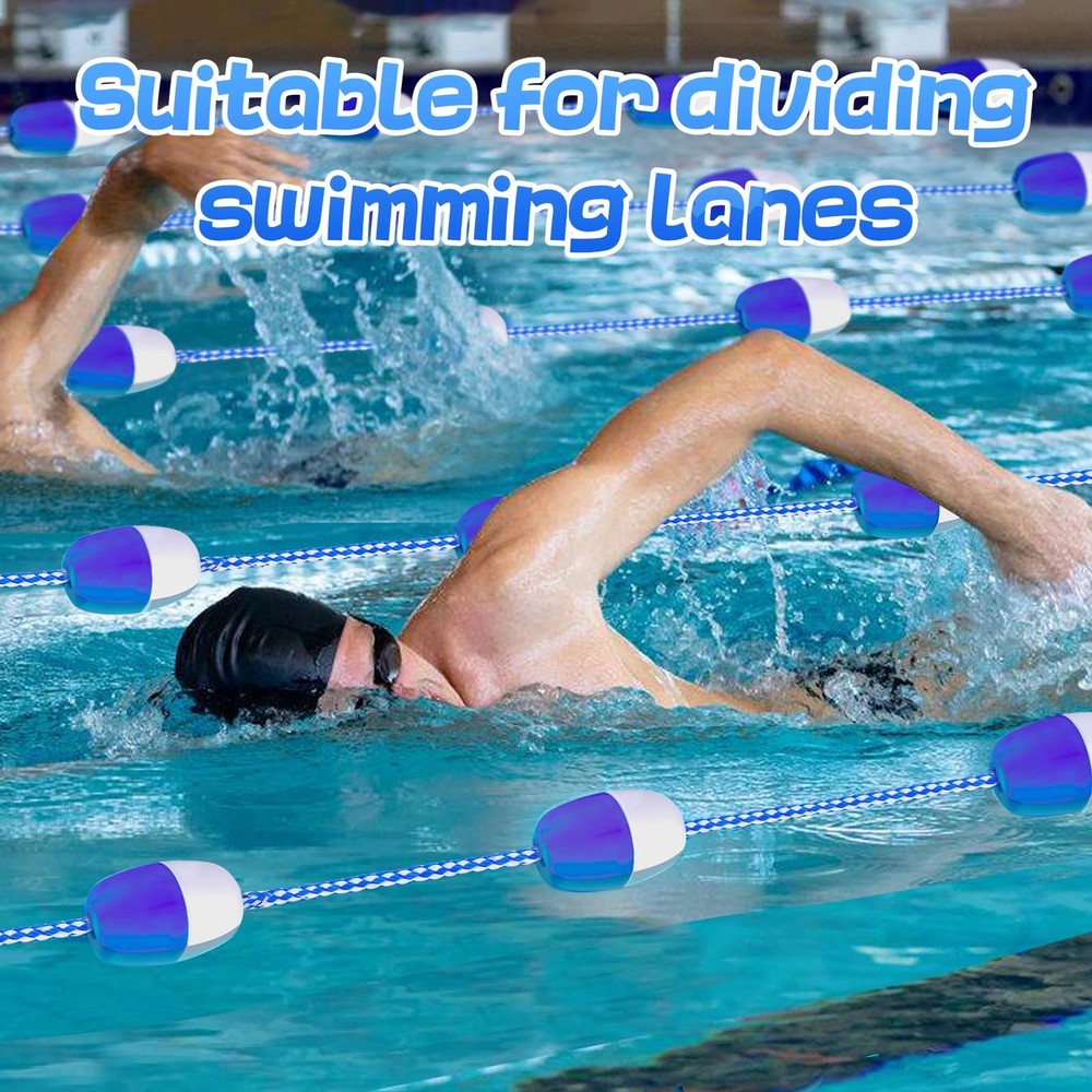 16ft -20ft Adjustable Pool Safety Rope with Floats, Floating Pool Divider- St...