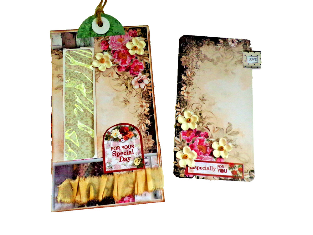 Handcrafted junk journal mega tag or insert