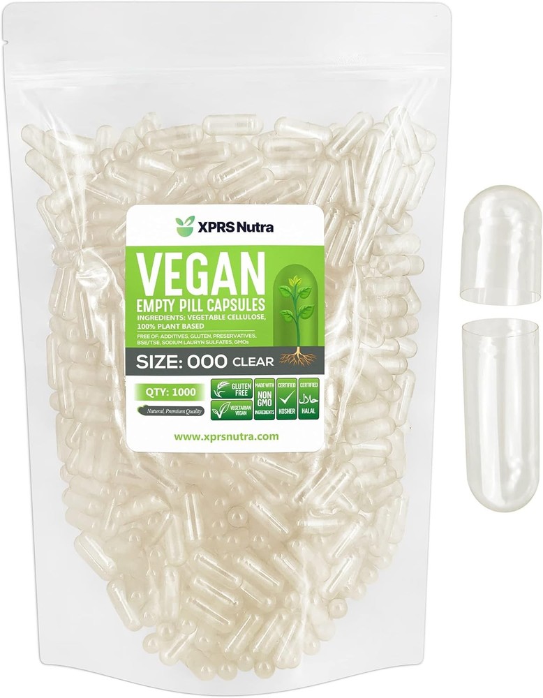 Vegan Size 000 Empty sules - Clear Empty Vegan sules -