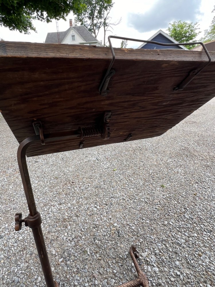 ~ORIGINAL~ SMALLER ORNATE IRON ADJUSTABLE HEIGHT / TILT DRAFTING READING TABLE