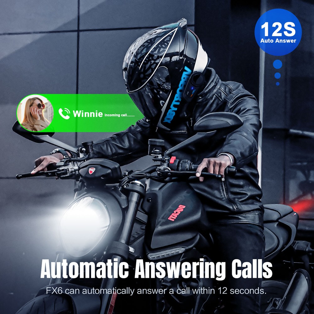 4x FX6 Motorcycle Bluetooth Headset Helmet Intercom 6 Riders Group Communication