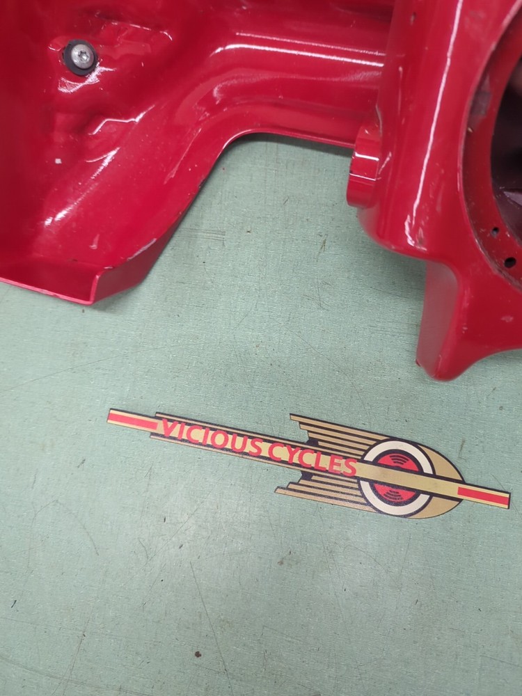 Harley Touring Left Leg Shield With Speaker Mount. Red