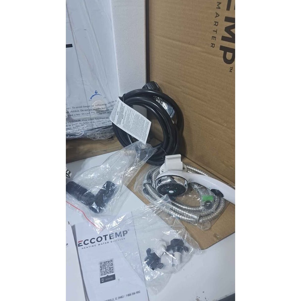 Eccotemp portable tankless water heater and water pump for off-grid use