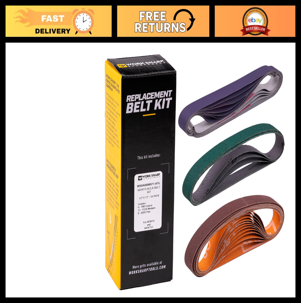 Abrasive Belt Kit - 24 Assorted Grits for Work Sharp - Bulk Bundle Value Pack