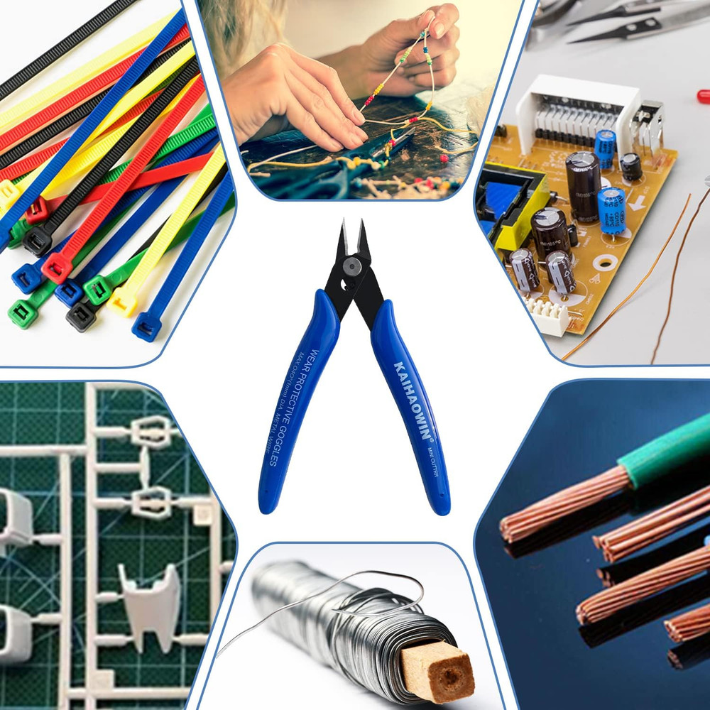 Micro Wire Cutters with Spring, 2 Pack, 5 inch Precision Mini Flush Cutters B...