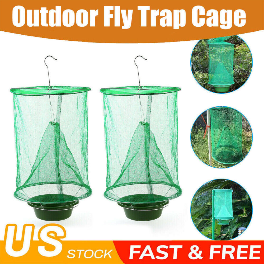2 Pack Fly Trap Reusable Hanging Folding Ranch Trap Catcher Pest Control Killer