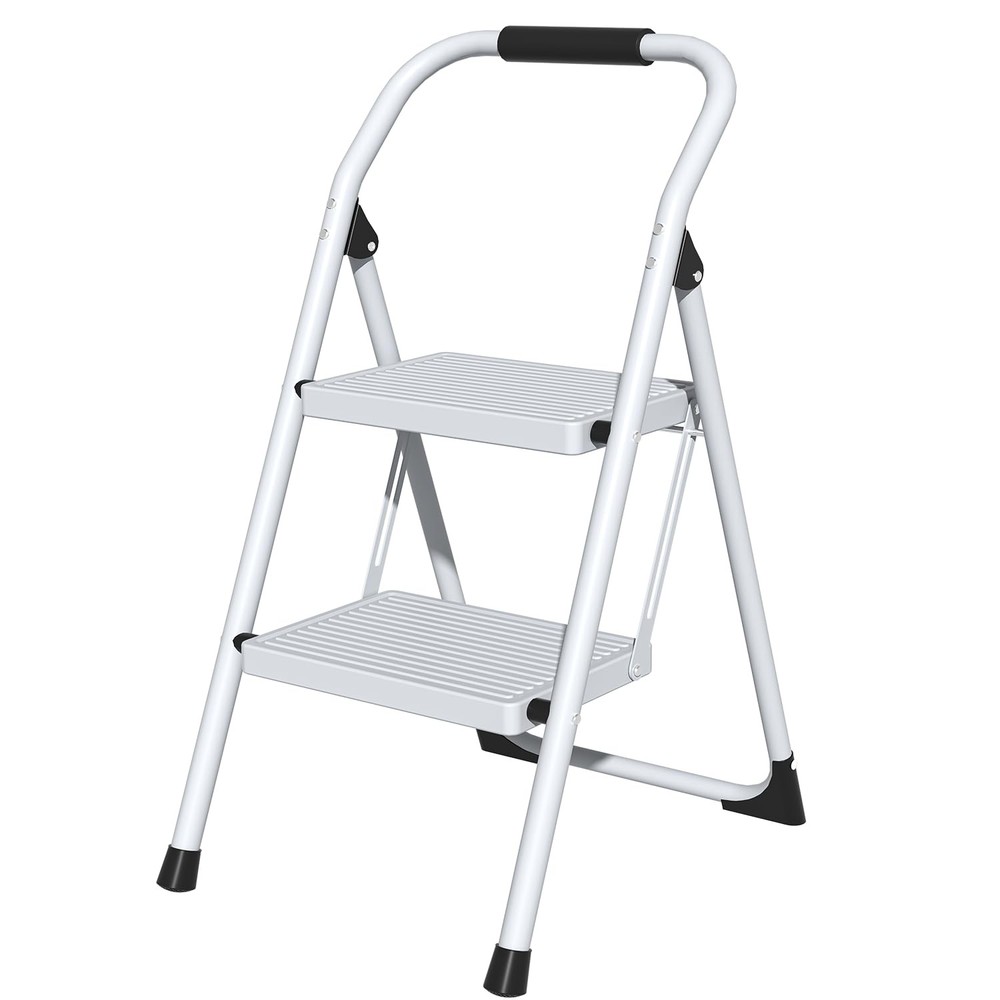 2 Step Ladder for Kitchen Step Stool, Lightweight Folding Step Stool with Cur...