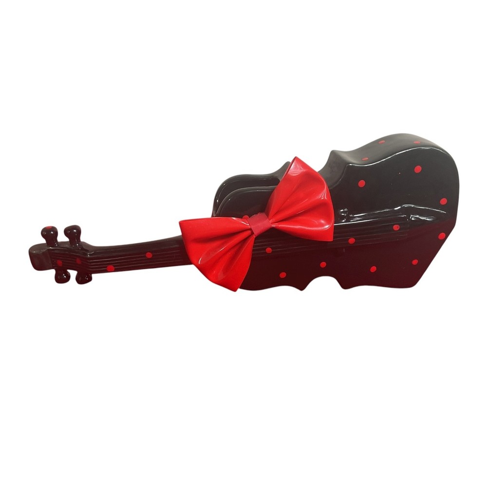 Enesco Black Polka Dot Ceramic Violin Planter 11-1/2"