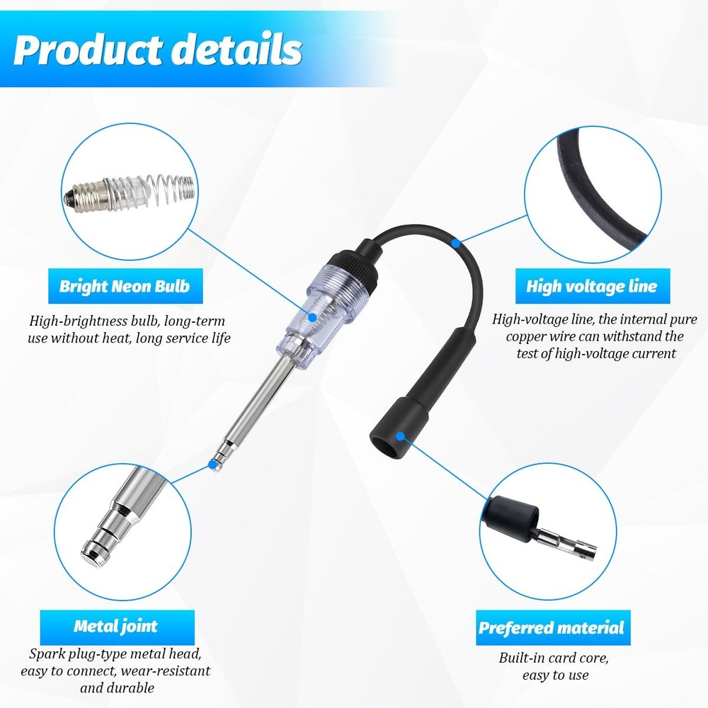 Car Inline Spark Plug Tester Vehicles Straight Boot Engine Ignition Coil Tester