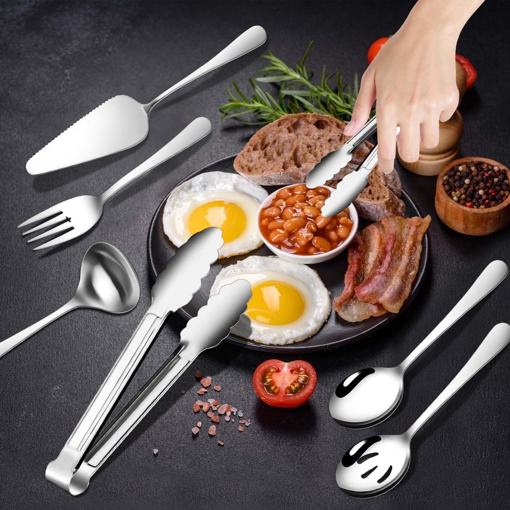 12 Pieces Serving Utensils Include Large Serving Spoons,Slotted Serving Spoon