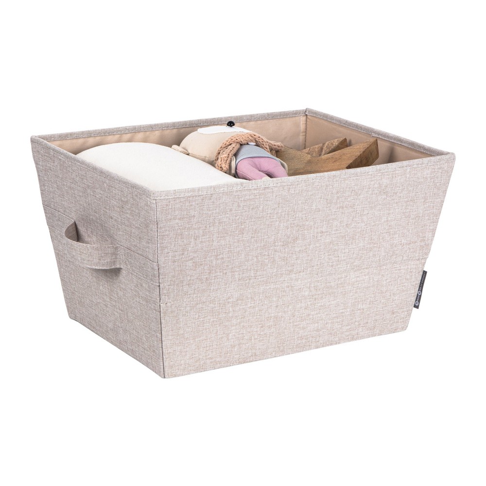 Bigso Tapered Storage Bin | Collapsible Fabric Storage Cubes | Large Beige