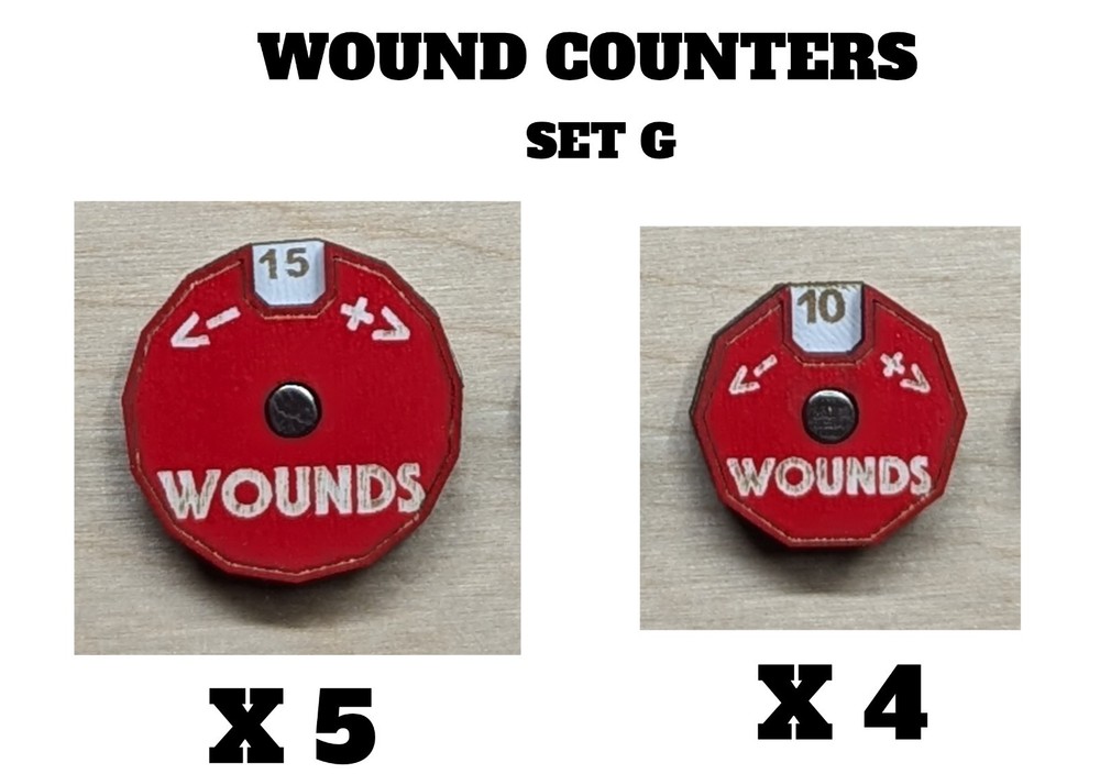 Kill Team Battle Tracker & Wound Counters Warhammer 40k Tabletop Set G Red