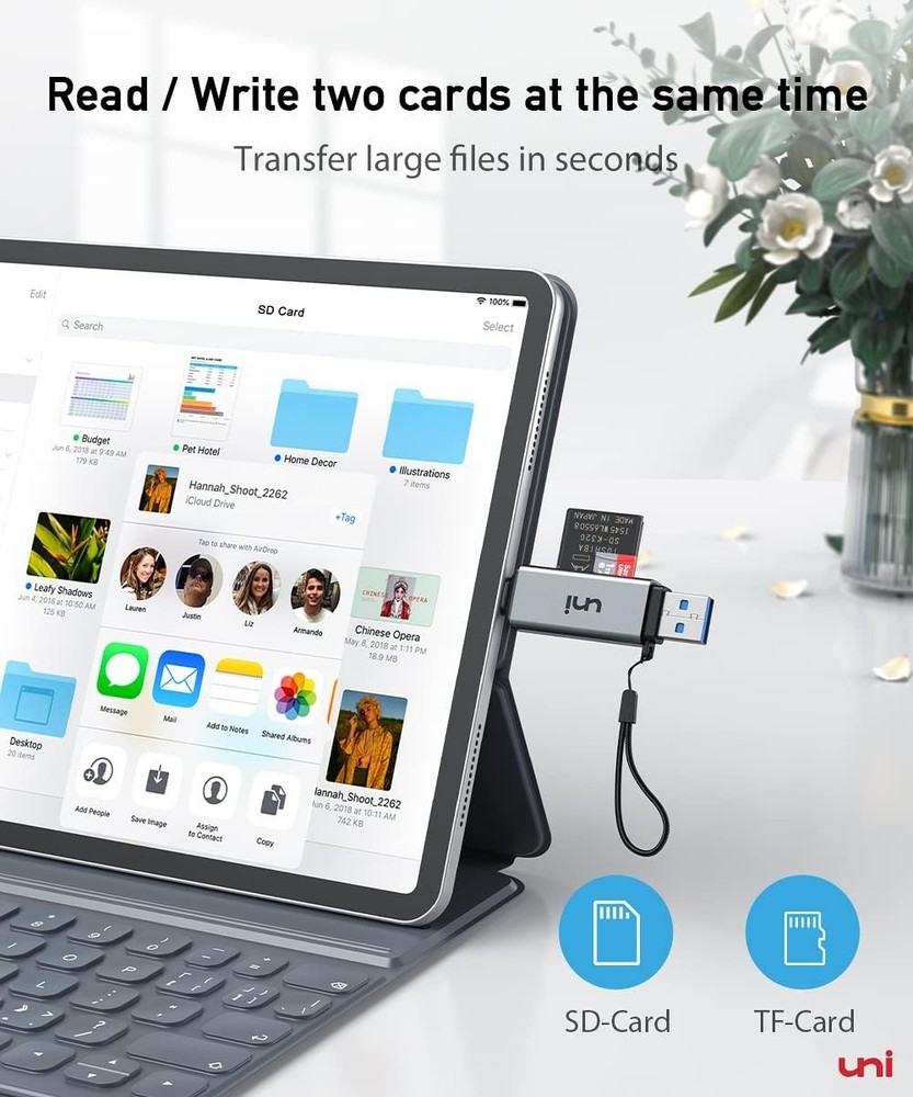 uni SD Card Reader, High-Speed USB C to Micro Adapter 3.0 Grey