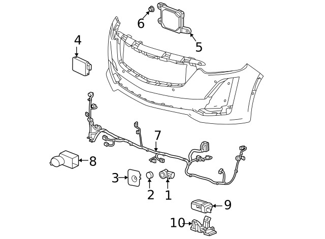Genuine GM Front Object Alarm Sensor Wiring Harness 84644177