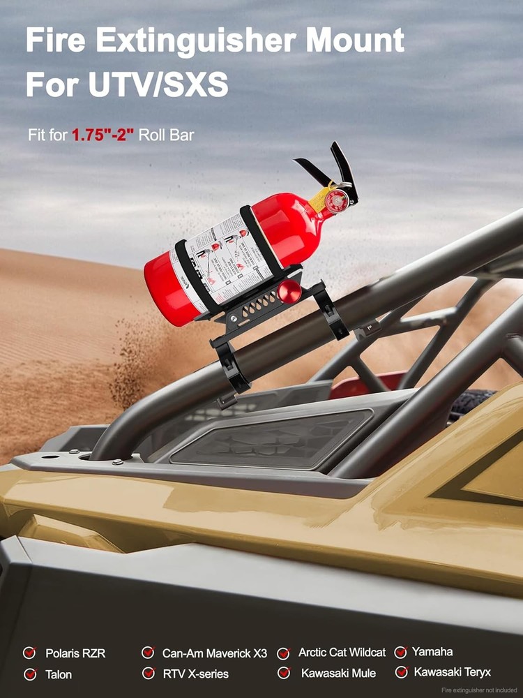 Quick Release UTV Fire Extinguisher Mount Kits, Adjustable Roll Bar Fire
