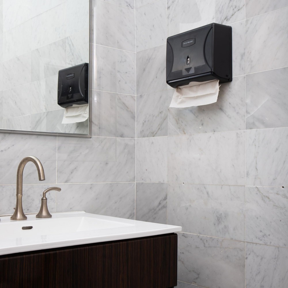Mind Reader Tri-Fold Paper Towel Dispenser for Restroom Wall Mount Black