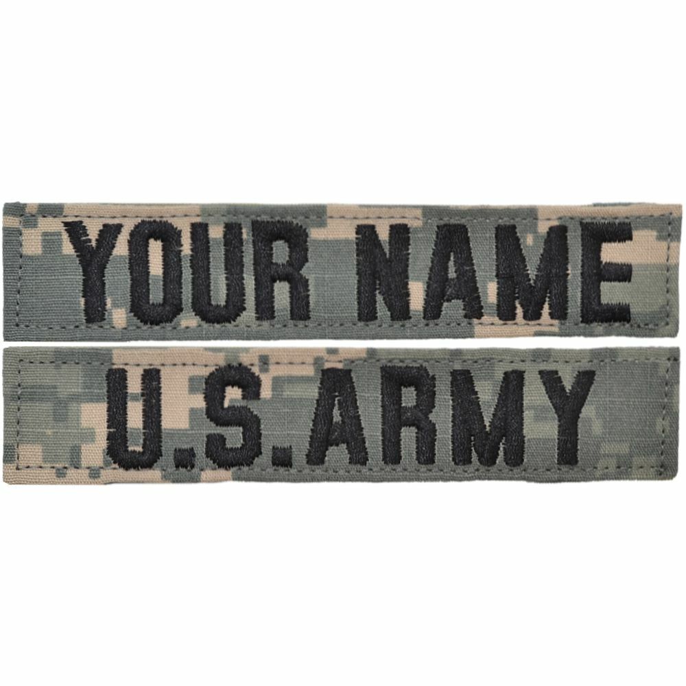 2 Piece Custom Name Tape Set w/ Hook Fastener Backing - ACU