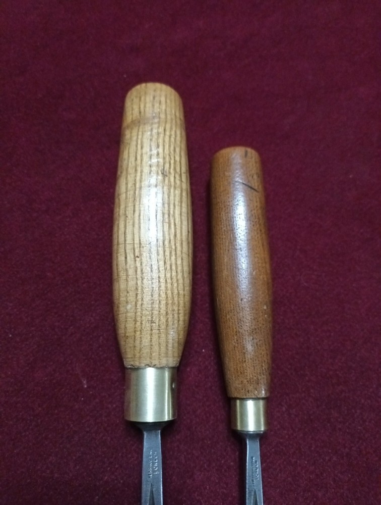 Vintage Two Herring Bros London Cast Steel V Carving Gouges